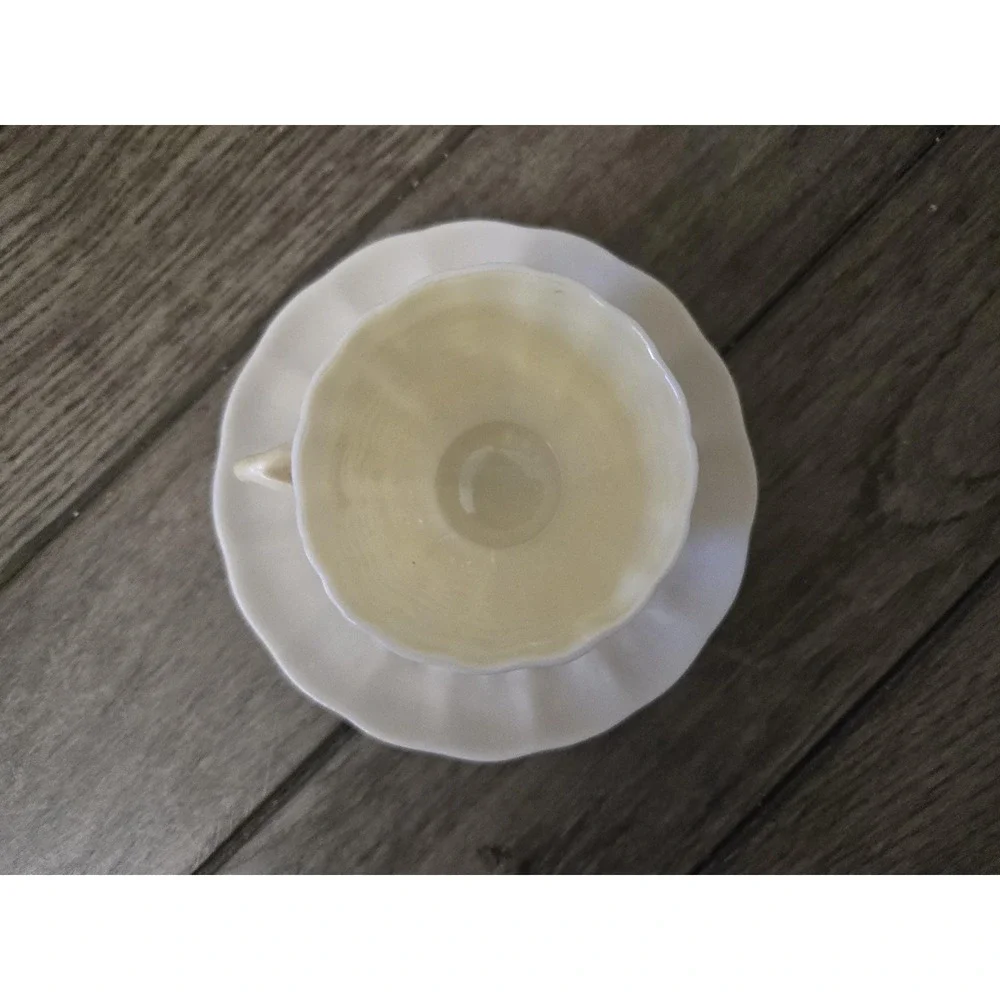 Vintage Belleek Ireland Limpet Pattern Tea Cup & Saucer Set 6th green mark